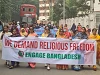 Christliche Frauen und Männer bei ihrem friedlichen Protestmarsch für die angegriffenen Hindus. Die Kundgebung wurde von den CSI-Partnern in Bangladesch organisiert. csi