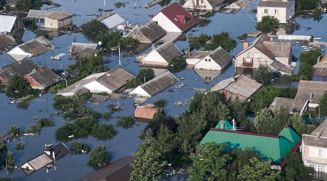 Überflutete Stadt Cherson